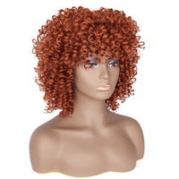 1 x RAW Customer Returns PORSMEER Curly Afro Wig Copper Red Natural Synthetic Hair with Bangs for Women Shoulder Length Afro Kinky Curly Bob Wig Volume for Black Women, 14 Inches Ginger - RRP €23.33