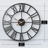 1 x RAW Customer Returns LENAUQ Silent Metal Skeleton Wall Clock, 40cm European Farmhouse Vintage Clock with Roman Numeral, Non-Ticking Battery Operated Hanging Wall Clock for Home Kitchen Decor Black  - RRP €21.77