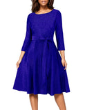 1 x RAW Customer Returns DRESSTELLS women s vintage retro dresses elegant swing A-line dress evening dresses long sleeve cocktail dress festive midi length Audrey Hepburn dress short glitter royal blue M - RRP €45.37