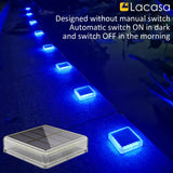 1 x RAW Customer Returns Lacasa Solar Floor Lights Outdoor, Pack of 4 40LM Blue Light Solar Lights for Outdoor Use, IP68 Waterproof Solar Lamps Auto ON OFF LED Path Lights for Garden Lawn Patio Driveway, Square - RRP €38.57