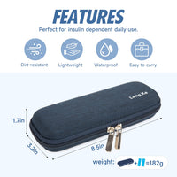 1 x RAW Customer Returns YOUSHARES Portable EVA Insulin Cooler with 2 Cold Gel Bags - Travel Medication Cooler Diabetes Thermal Bag Insulin Case Navy Blue  - RRP €18.91