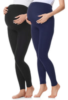 1 x RAW Customer Returns Be Mammy Lot of 2 Maternity Leggings Pregnancy Sports Clothing BE20-230 Black Navy Blue, L  - RRP €27.98