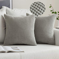 1 x RAW Customer Returns MIULEE Set of 2 cushion covers, decorative cushion, grainy, decorative cushion cover, sofa cushion, decorative cover, soft decorative cushion, couch cushion, cushion for sofa, living room, bedroom, 60x60cm, light grey - RRP €21.17