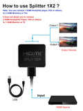 1 x RAW Customer Returns HDMI Splitter with 3.3Ft HDMI Cable, 4K HDMI Splitter 1 in 2 Out Simultaneously for Duplicate Monitors Mirror Only, HDMI Splitter 1 in 2 Out, HDMI Splitter 1 to 2 Full HD for Xbox, PS4, PS3, Roku - RRP €16.68