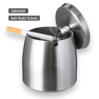 1 x Brand New Storm ashtray with lid - Odor-proof stainless steel cup with anti-scratch protection - Ashtray perfect for indoors and outdoors - Size 9x9x9 - RRP €15.32