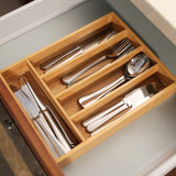 2 x RAW Customer Returns Cutlery box cutlery insert drawer insert cutlery holder 26x35x5cm BLH - for kitchen drawers made of bamboo - RRP €29.98