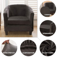 5 x Brand New Mingfuxin Velvet Chair Covers for Tubs, Upgraded 2 in 1 Stretch Armchair Sofa Slipcover with Pillowcase, Non-Slip Club Bucket Chairs Sofa Couch Covers Slipcovers - RRP €150.0