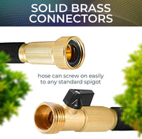 1 x RAW Customer Returns 15 M 50 ft Extendable Garden Hose, 3 4 3450D Woven Brass Connections, Kink-Free, 8-Function Water Hose Black  - RRP €19.15