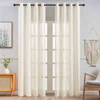 1 x RAW Customer Returns Topfinel Curtains Semi-Transparent Voile Curtains with Eyelets Light Beige Curtain 140x245cm Curtains Living Room Modern Linen 2 Pieces - RRP €35.78