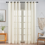 1 x RAW Customer Returns Topfinel Curtains Semi-Transparent Voile Curtains with Eyelets Light Beige Curtain 140x245cm Curtains Living Room Modern Linen 2 Pieces - RRP €35.78