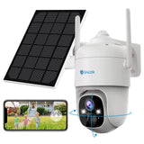 1 x RAW Customer Returns UNILOOK 360 PTZ Outdoor Battery Wi-Fi Camera with Solar Panel, 1080P Surveillance Camera with Color Night Vision, PIR Motion Detection, 2 Way Audio, Siren, IP66, SD Cloud - RRP €86.48