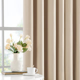 1 x RAW Customer Returns MIULEE Blackout Curtains with Gathering Tape Beige Opaque Curtains Set of 2 H 245 x W 140 cm Thermal Curtain Against Heat Curtains Living Room Modern with Gathering Tape - RRP €34.99