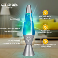 1 x RAW Customer Returns AONESY Lava Lamps for Adults Children 37cm Lava Lamp Lihgt Blue Liquid White Wax Retro Astro Lamp for Home Decoration Beautiful Light Gift for Christmas Birthday Halloween - RRP €36.29