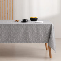 1 x RAW Customer Returns GAMUSI Geometric Line Gray Stain-Resistant Tablecloth 140x240 cm - RRP €24.85