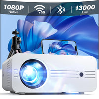 1 x RAW Customer Returns Portable Projector, 5G Bluetooth WiFi Video Projector, 13000 Lumens Full HD 1080P Native 4K Supported, iZEEKER Projector with Tripod Home Cinema for iOS Android PC PS5 HDMI USB Firestick - RRP €109.99