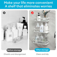 1 x RAW Customer Returns Stocomodi 3-Pack Shower Caddy Basket Adhesive Wall Mounted Shower Shelf Conditioner Shampoo Holder Spice Rack with Sticker Bathroom Kitchen Organizer White  - RRP €30.14