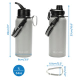 1 x RAW Customer Returns Belle Vous Stainless Steel Water Bottle with 2 Lids - Double-Walled Vacuum Thermo Drinking Bottle 1L with Straw Lid for Hot Cold Drinks - BPA-Free, Leak-Proof Sports Home Drinking Bottle - Gray - RRP €23.99