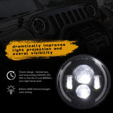 1 x RAW Customer Returns Pair 7 LED Work Light 200W 20000LM 4 Lenses Angel Eyes 3000K 6000K 4 Modes Lighting Round Black Lights LED Offroad Fire Cross DRL HI LO Beam for Wrangler JK TJ LJ CJ Ha-ley Hum-mer - RRP €86.99