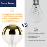 1 x RAW Customer Returns FLSNT Dimmable LED Ediosn Light Bulb Large E27 Vintage, G125 LED Retro Decorative Light Bulb Large Ball, 8W Replaces 60W Incandescent Bulb, 750LM 2700K Warm White, Globe Head Mirror Gold, 1 Piece - RRP €19.99