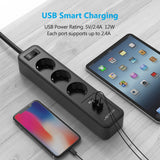 1 x RAW Customer Returns JSVER 5M Power Strip with 3 Power Outlets and 3 USB Ports Smart Charging Station Extension Sockets with 5m Cable-Black - RRP €19.15