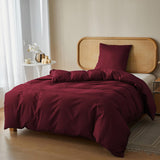 1 x RAW Customer Returns MR HM bed linen 135x200 2-piece cotton - duvet cover set made of 100 cotton in size 135x200x1 plus a pillowcase 80x80 with zipper, soft and comfortable bed linen, dark red - RRP €32.99