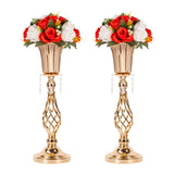 2 x RAW Customer Returns 2pcs high quality luxury vases, 51cm high gold flower stand, road lead, metal flower stand for wedding reception, wedding center - RRP €82.16