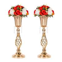 1 x RAW Customer Returns 2pcs high quality luxury vases, 51cm high gold flower stand, road lead, metal flower stand for wedding reception, wedding center - RRP €43.83