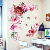 1 x RAW Customer Returns Wall Sticker Peony Rose Flowers Wall Decoration, Waterproof DIY Large Wall Sticker, Giyiprpi Wall Decoration Living Room Bedroom Kitchen Furniture Sticker A  - RRP €14.99