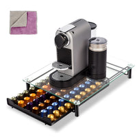 1 x RAW Customer Returns Masthome coffee capsule holder, capsule drawer with tempered glass top, storage of 60 capsules in a capsule storage box for Nespresso, send 1 cleaning cloth - RRP €37.69