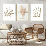 1 x Brand New UGZDEA Islamic Canvas Pictures, Arabic Calligraphy Poster Marble Background Allah Islamic Quotes Modern Living Room Bedroom Home Decor - Without Frame No Framed-2, 3 50x70cm  - RRP €36.99