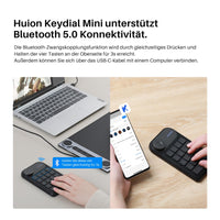 1 x RAW Customer Returns HUION Bluetooth 5.0 Keydial Mini K20, KD100 2.0 Wireless Keyboard with Dial Controller 18 Custom Keyboards for Pen Display, Portable Keyboard for Drawing Tablet, PC, Laptop, Mac - RRP €69.99