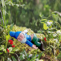 8 x Brand New Funrelaxer Drunken Dwarf Figures Garden Statues, Garden Gnome Statue Ornament 15CM, Blue  - RRP €95.92