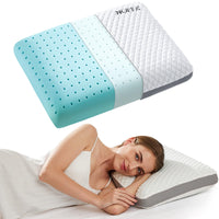 1 x RAW Customer Returns NOFFA Cooling Pillow, Ergonomic Cervical Pillow 40x60, Ice Silk Flat Memory Foam Pillow for Side Sleepers, with Double-Sided Cover - RRP €37.99