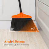 1 x RAW Customer Returns Lifewit Outdoor Indoor Heavy-Duty Broom, Commercial Broom with 1.35m Long Extendable Handle, Household Angle Corner Broom for Patio, Garage, Upper Deck, Lobby, Yard, Orange - RRP €16.74