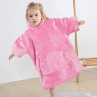 1 x RAW Customer Returns wihnsinop Oversized Hoodie for Adults and Kids, Long Sleeve Hooded Sweater for Women, Oversized, Gift for Sister Girlfriend, 2-6 Years Solid Pink, One Size - RRP €24.0