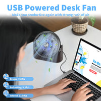 1 x RAW Customer Returns COMLIFE 8 inch table fan with remote control, USB powered desk fan with RGB mood light, 3 speeds, 3 timers, 360 rotation, USB fan for office, dorm, motorhome, no battery - RRP €22.18