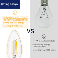 1 x RAW Customer Returns FLSNT Dimmable E14 LED Candle Lamp for Chandelier, 550LM E14 LED Filament Lamp Warm White, 5.5W Replaces 40W , C35 LED Bulbs in Candle Shape, 2700K Warm White, E14 Vintage Edison Light Bulb, 6 Pack - RRP €23.99