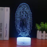 1 x RAW Customer Returns PONLCY Virgin Mary LED Night Light, 16 Colors 3D Illusion Lamp, Remote Control Desk Lamps with Crack Base, Bedroom Decoration Table Lamps for Children Birthday Gifts - RRP €19.15