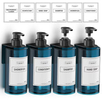 1 x RAW Customer Returns Anhow 4 Pieces Bathroom Soap Dispenser, 500ml Wall Soap Dispenser Liquid Dispenser for Bathroom Shower Kitchen Shampoo Conditioner Body Wash - Blue - RRP €23.99