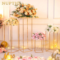 1 x RAW Customer Returns Nuptio Gold Vase for Wedding Centerpieces - 2 Pieces 60cm Tall Metal Vases Stand Display for Birthday Party Tables Elegant Wedding Decorations in Bulk Geometric Rack Column - RRP €101.29