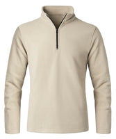 1 x Brand New Oralidera men s fleece sweatshirt, long-sleeved fleece pullover, troyer with quarter zip, winter pullover, fleece jackets, jumper with stand-up collar, beige, XXL - RRP €29.5