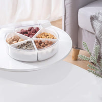 1 x RAW Customer Returns WUWEOT 27cm snack plate with 5 individual compartments serving bowl with lid serving plate plastic candy plate set for nuts dried fruits snacks candy biscuits - RRP €18.99