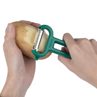 1 x RAW Customer Returns Linoroso vegetable peeler Julienne cut, Y peeler with sharp tip, easy to peel carrots, potatoes, cucumbers and more fruit and vegetable strips, sharp, smooth, comfortable grip - green - RRP €10.07