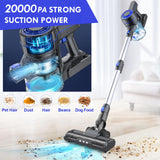 1 x RAW Customer Returns EICOBOT Cordless Vacuum Cleaner, Cordless Vacuum Cleaner 20000Pa Strong Suction Power, 35 Minutes Running Time, 1.5L Dust Container, 6-in-1 Cordless Vacuum Cleaner for Pet Hair Hard Floors Carpet, Blue - RRP €79.99