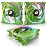 1 x RAW Customer Returns Asiahorse FS-9001 PWM RGB Case Fan, 120MM PC Fan, Quiet Computer Fan for PC Cases and CPU Coolers, 5V ARGB Motherboard SYNC RC Controller, 3PACK, Green - RRP €49.99