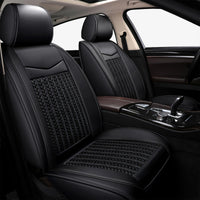 1 x RAW Customer Returns DISDADA Universal Car Seat Covers Leather, Seat Cover Car Front Seats Set of 2, Breathable Woven Ice Silk Car Seat Covers, Suitable for Cars SUV Pickups Black  - RRP €60.43