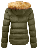 2 x Brand New SZORY Women s Winter Coat Short Thick Warm Jacket with Detachable Faux Fur Hood Army Green,S  - RRP €45.6