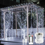 1 x RAW Customer Returns LE 3x3 m 300 LED Curtain LED lights, USB or BATTERIES, 8 Light modes, Cold White Dimmable Intensity, String Lights Timer, Waterproof, Fairy Lights Party Decoration, Christmas, Balcony. - RRP €23.99