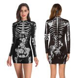 1 x RAW Customer Returns Skeleton Costume Women, Halloween Costume Women, Halloween Skeleton Costume Adults, Sexy Scary Skeleton Jumpsuit Bodysuit Skirt Carnival Costumes Women For Halloween Carnival Mardi Gras Party L  - RRP €25.99