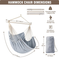 1 x RAW Customer Returns Chihee Hanging Chairs Hammock Chair Strong Metal Collapsible Spreader Bar Portable Hanging Chair Max 227KG Comfortable Seat Patio Cotton Blend for Superior Comfort Long Lasting Durability - RRP €29.99